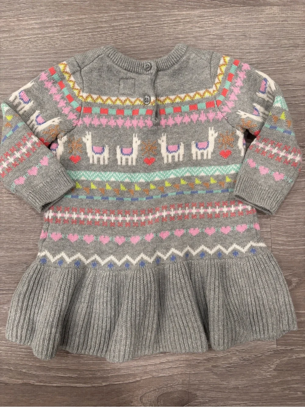 Baby Gap 6-12 Months Girls Fair Isle Llama Sweater Dress Holidays Christmas